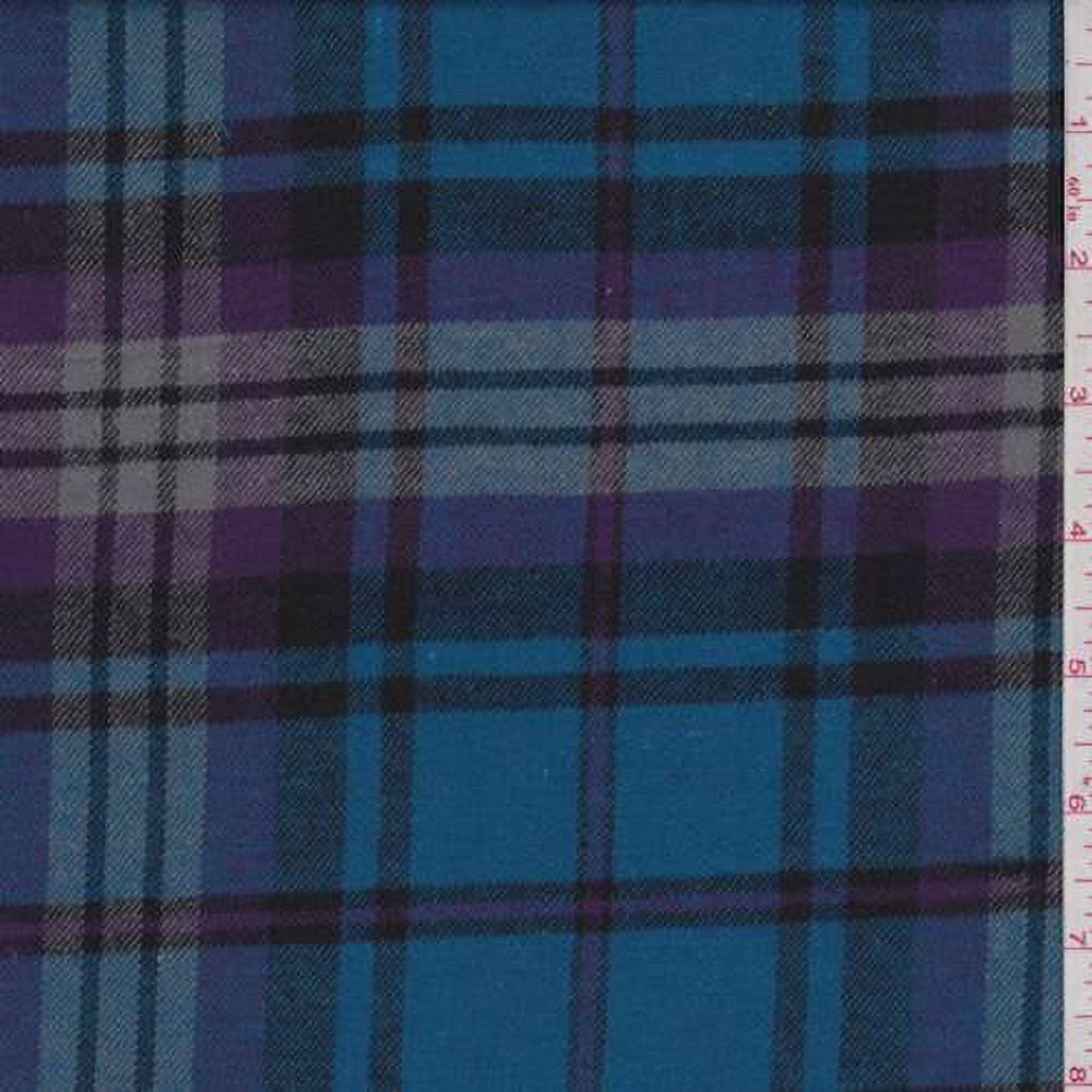 Plaid Flannel Fabric by the Yard, Purple and Navy Blue, Vintage Cotton  Fabric, Flannelette 