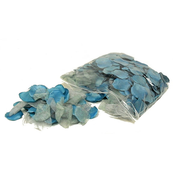 Aqua Blue Rose Petals Polysilk Faux Fake Flower 400 Opaque & 100 Sheer 2.25in Petals per Bag for Craft Table Engagement Ceremony Wedding Aisle Floral Romantic Decor (Aqua, Set of 4 bags)
