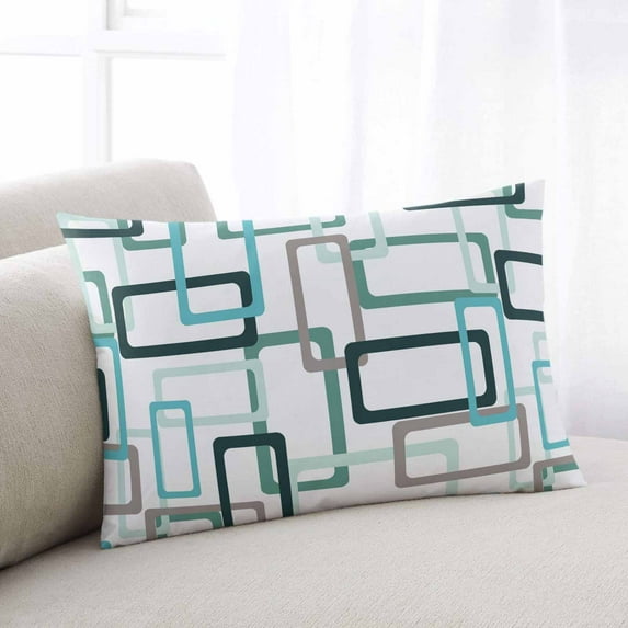 Aqua Blue Throw Pillow Cover, Modern Contemporary Geometric Art Rectangle Decorative Pillow Case Protector Soft Cushion Cover Lumbar Pillowcase for Couch Sofa Bedroom Car Chair Decor 24x36 Inch