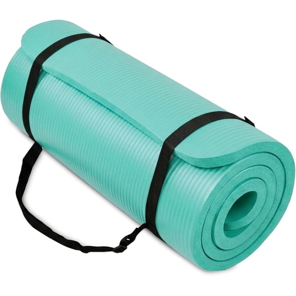 Aqua Blue Yoga Mat, One-Inch Extra Thick High Density Exercise Mat, Anti-Tear Exercise Yoga Mat with Carrying Strap, Suitable for Various Yoga Exercises