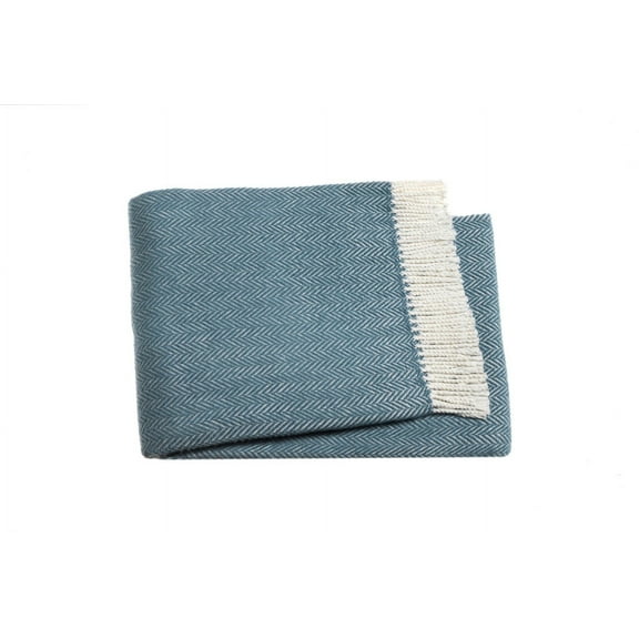 Aqua Blue and White Dreamy Soft Herringbone Throw Blanket
