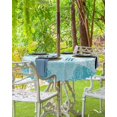 thumbnail image 1 of Aqua Boho Outdoor Tablecloth - 60 Inch Round Dining Table Cover, Vintage Floral Contemporary Art Waterproof Outdoor Table Cloth with Umbrella Hole & Zipper for Picnic/Patio/Party, 1 of 5