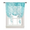 thumbnail image 1 of Aqua Boho Tie Up Curtains for Kitchen Bathroom Bedroom Windows 63 Inch Length, Vintage Floral Contemporary Art Balloon Drape Curtains Shade Rod Pocket Drapery Curtain Panel, 52"x63", 1 of 7