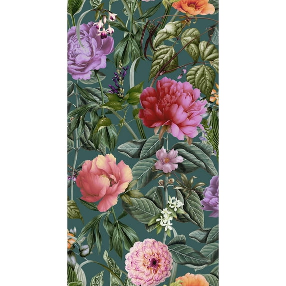 Aqua Botanical Paradise Floral Wallpaper