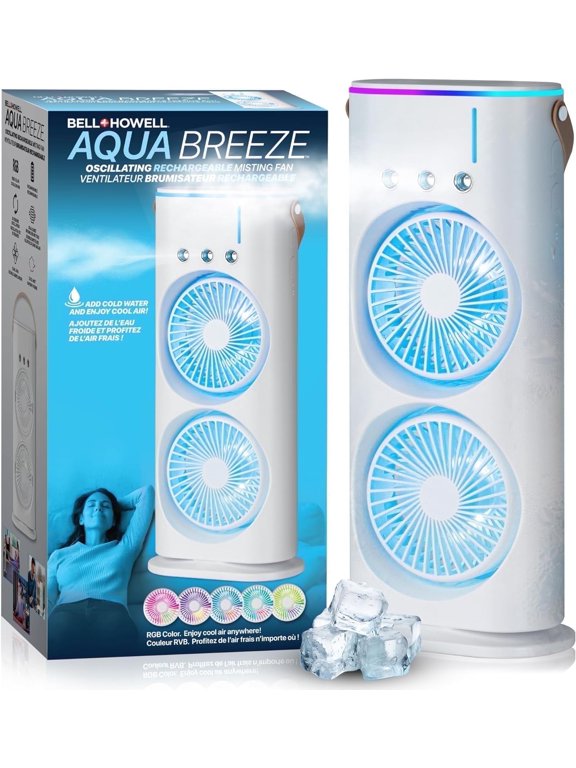 Aqua Air Misting Fan Portable Rechargeable Cooling Fan, Personal Air Conditioner, Evaporative Air Cooler for Room, Mister Portable Outdoor Cooling Fans, As Seen on Tv