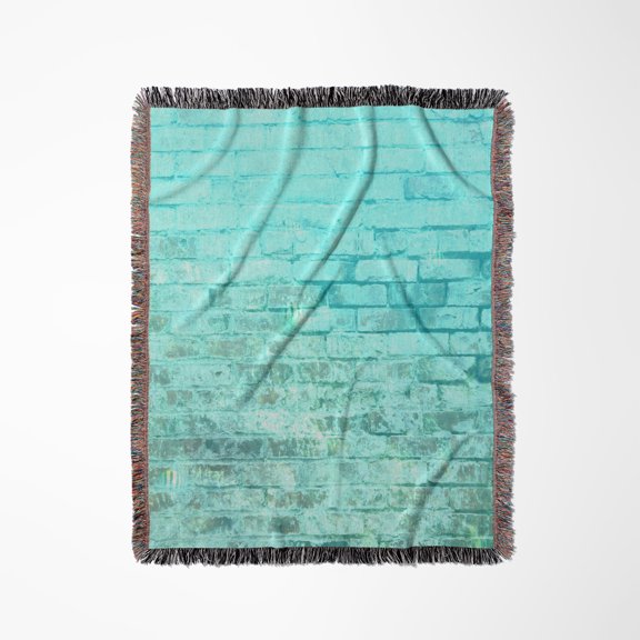 Aqua Bricks Art Abstract, Woven Blanket