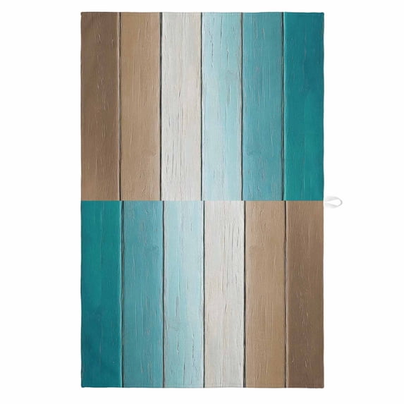 Aqua Brown Ombre 1 Pack Kitchen Towel, Water Absorbent Dish Towel, Vintage Country Wooden Decorative Hand Towels - Quick Drying Cloth for Cooking Baking, 18x28 Inch