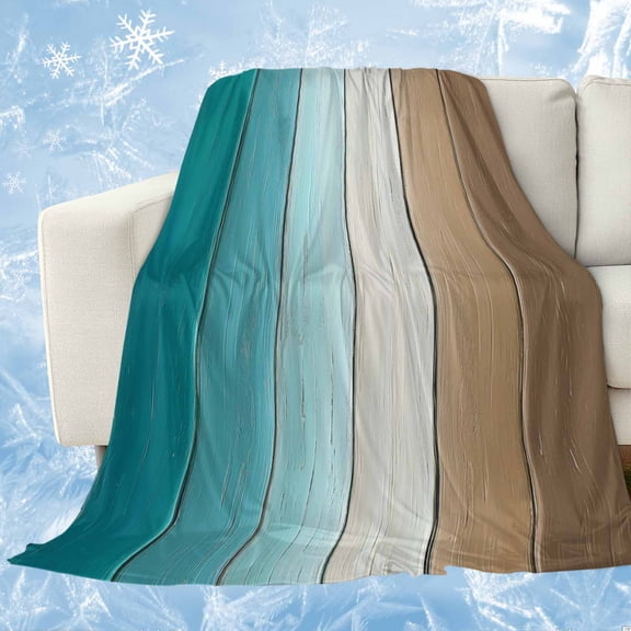 Aqua Brown Ombre Cooling Blanket, Lightweight Breathable Summer Throw Blanket with Double Sided Cold Effect, Vintage Country Wooden Picnic Beach Blankets Bed Sheet for Hot Sleepers 60"x80"