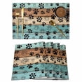 thumbnail image 1 of Aqua Brown Placemats Set of 4, Rustic Farmhouse Dog Paw Vintage Placemats for Dining Table, Place Mats for Kitchen Tabletop, Waterproof Wipeable Dining Table Mats Set, 1 of 9