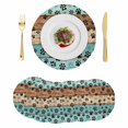 thumbnail image 1 of Aqua Brown Round 13 Inch Placemats Set of 6, Rustic Farmhouse Dog Paw Vintage HeatResistant Non Slip Place Mats for Dining Table, Wipeable Braided Kitchen Table Mats for Housewarming, 1 of 9