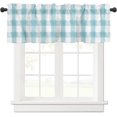 thumbnail image 1 of Aqua Buffalo Plaid Check Kitchen Curtain Valance, Window Curtain Valance Rod Pocket, 1 Panel Small Valances Window Treatment for Bathroom Living Room Cafe (54x18in Vintage Farmhouse), 1 of 5