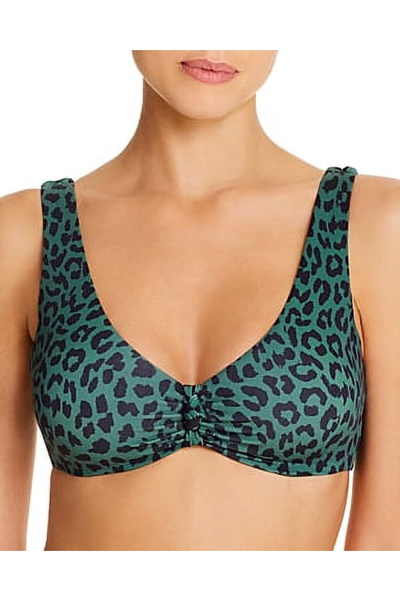 CACTUS Knotted Leopard Print Bikini Swim Top, US Medium
