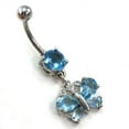 thumbnail image 1 of Aqua CZ Blue Butterfly Dangle Belly Button Navel Ring Body Jewelry Silver Tone, 1 of 1