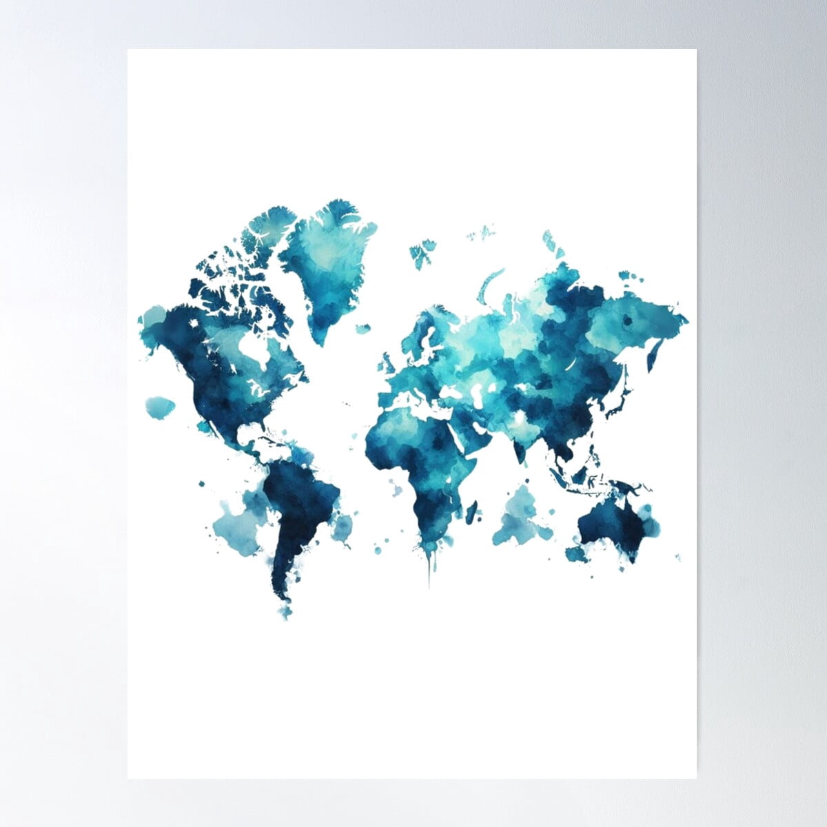 Aqua Cartography: The Watercolor World Map Poster Wall Art, Modern Wall ...