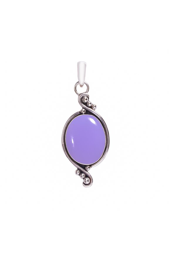 Aqua Chalcedony - Brazil 925 Sterling Silver Pendant V7710, Solitaire Pendant, Blue Pendant, Oval Pendant, Gift For Her, Chalcedony Pendant