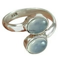 Aqua Chalcedony Natural Gemstone Stackable 2 Stone Designer Ring For ...