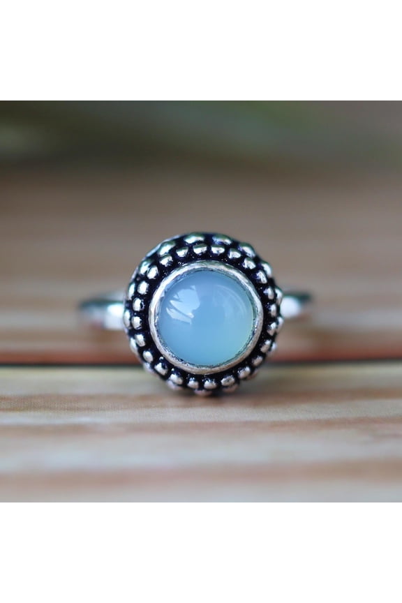 Aqua Chalcedony Ring, 925 Silver Ring, Boho Ring, Statement Ring, Vintage Ring, Mystic Jewelry, Cabochon Stone, Gypsy Ring, Spiritual Ring