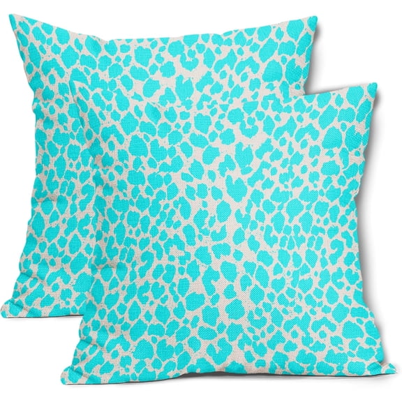 Aqua Cheetah Throw Pillow Covers 16X16 Inches Set of 2 Leopard Decorative Pillow Cases Animal Wildlife Pillow Cover with Zipper Home Decor for Sofa Couch Housewarming Gift Bed Porch Outdoor
