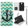 thumbnail image 1 of Aqua Chevron Anchor Wallet Folio Case for Samsung Galaxy S4 Fashion Flip PU Leather Cover Card Slots & Stand, 1 of 2