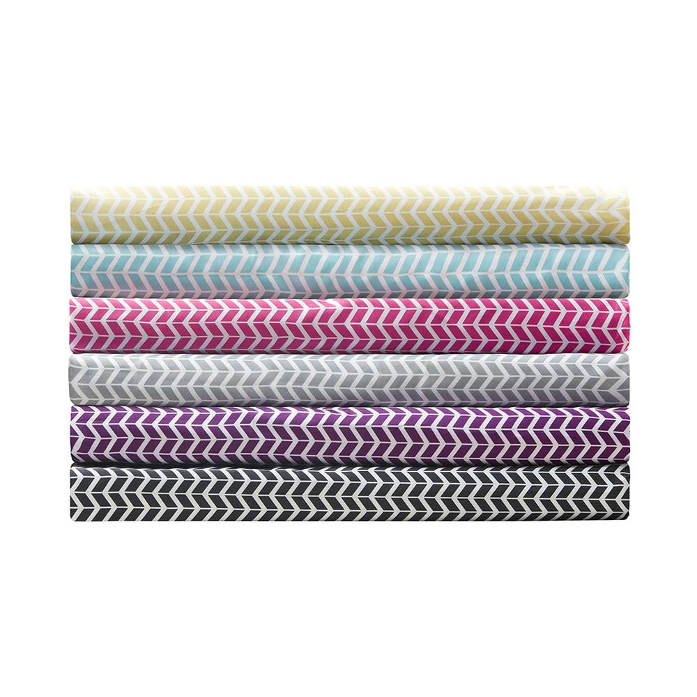 Aqua Chevron Microfiber Sheet Set with Antimicrobial Treatment