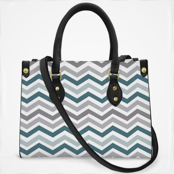 Aqua Chevron Pattern Cross Body Bags For Women Small Leather Female Handbags Fashion Top-Handle Totes