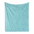 thumbnail image 1 of Aqua Chevron Soft Flannel Fleece Blanket, Grungy Design Zigzags Abstract Simplistic Art Modern Geometric Pattern, Cozy Plush for Indoor and Outdoor Use, 60" x 80", Sea Blue and White, by Ambesonne, 1 of 5