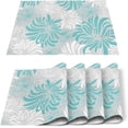 thumbnail image 1 of Aqua Chrysanthemum Flowers Placemat for Dinning Table Placemat Set of 4-Cotton Linen, Waterproof Cloth Table Mat-Easy Clean Place Mat Machine Washable Fabric, Floral Grey, 1 of 6