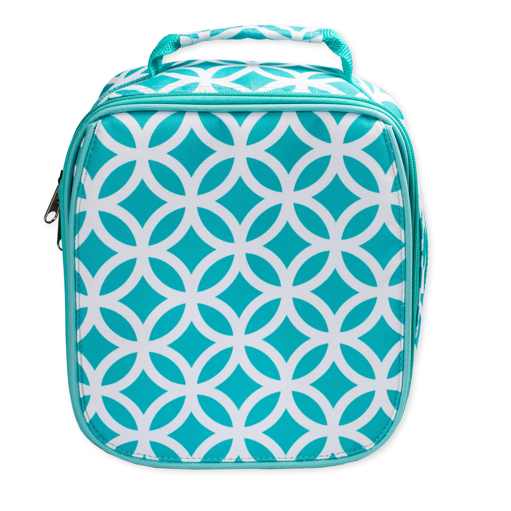 Aqua Circle Link Water Resistant Zipper Closure Insulated Soft Cooler Lunch Bag