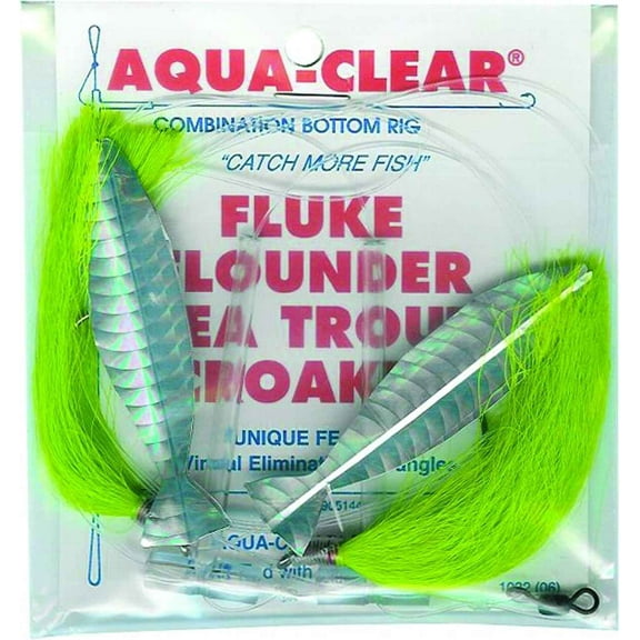 Aqua Clear Hi/Lo Fluke/ Flounder/Trout/Croaker Grn Hair Sil