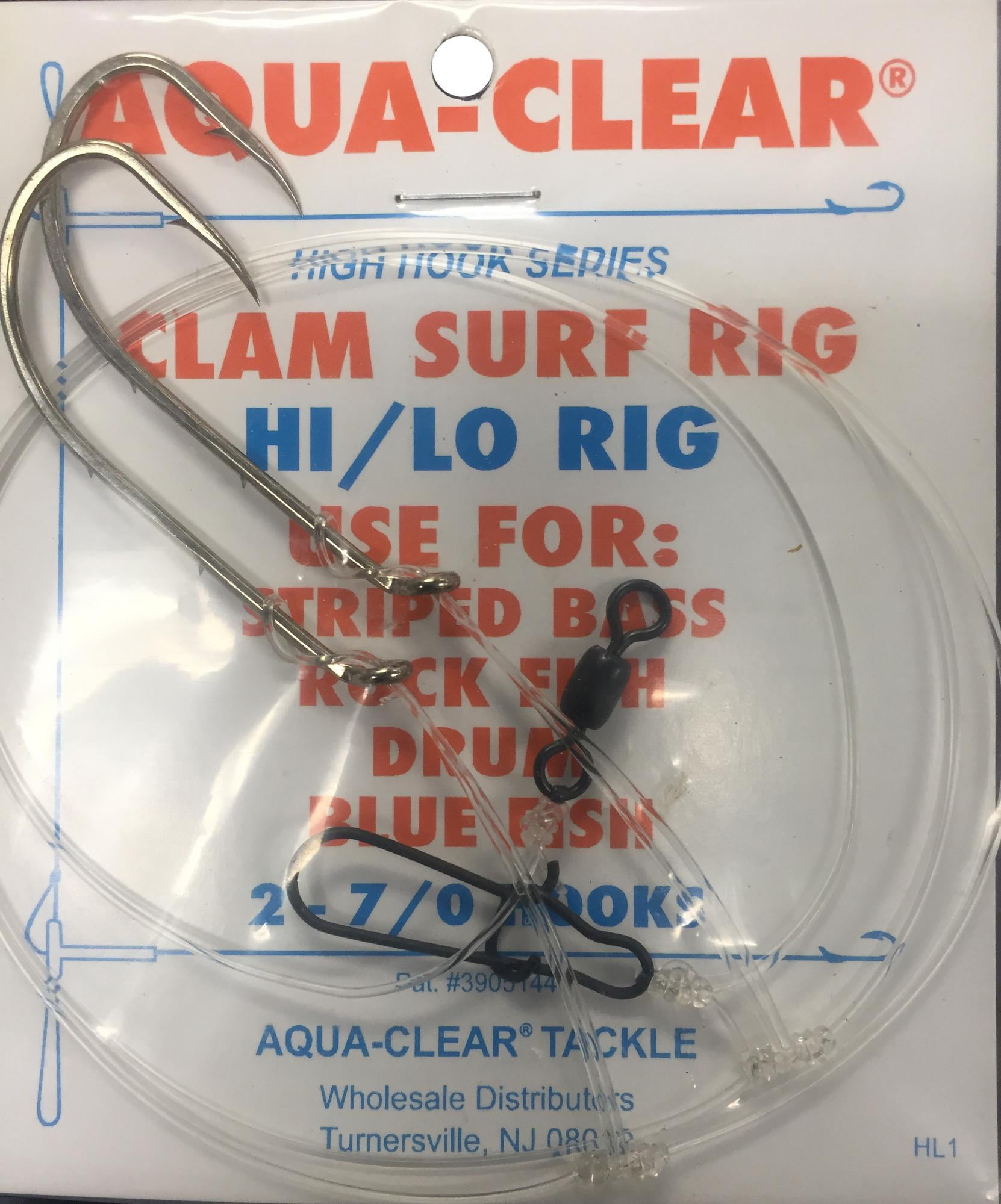 Aqua Clear ST-2H Striped Bass Drum Hi-Lo Clam Rig 2-7/0 Bait Holder ...