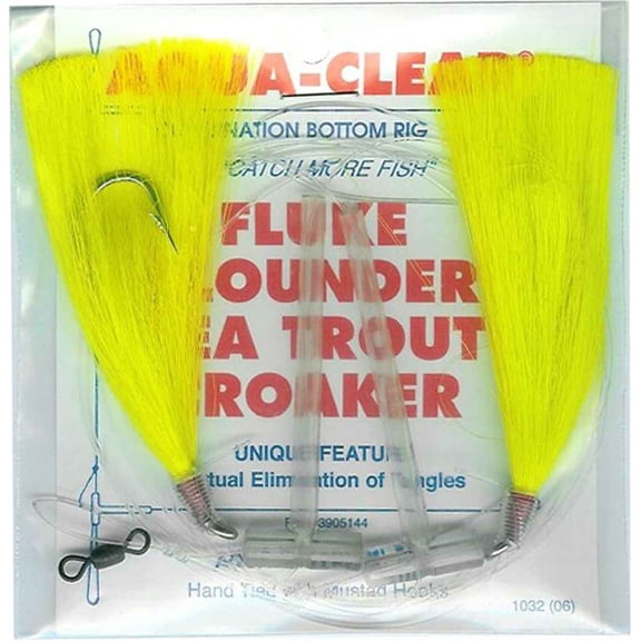 Aqua Clear Tackle FW-1EC Hi/Lo Fluke/Flounder/Trout/Croaker Chartreuse Hair 3/0 - FW-1EC