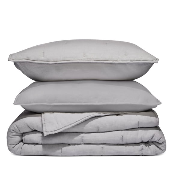 Aqua Cloud Coverlet Set, King, Gray