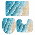 thumbnail image 1 of Aqua Coastal Bath Mat 3 Piece Bathroom Rug Set, Nautical Summer Beach Ocean Beige Non Slip Bath Rug Contour Mat and Toilet Lid Cover, Absorbent Shower Mats Soft Bath Rugs and Mats Sets, 1 of 8