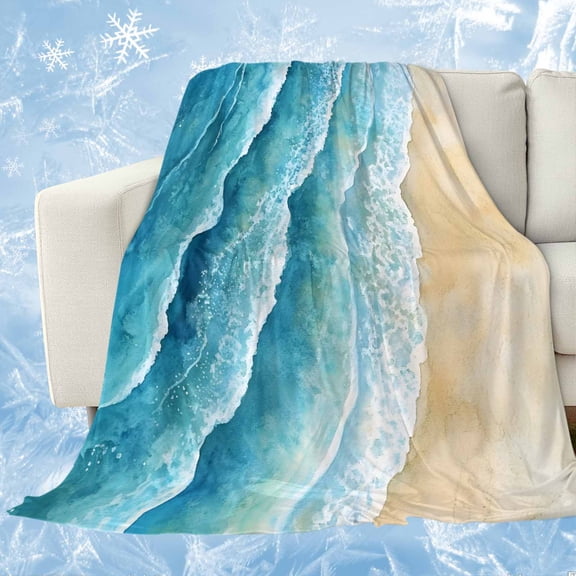 Aqua Coastal Cooling Blanket, Lightweight Breathable Summer Throw Blanket with Double Sided Cold Effect, Nautical Summer Beach Ocean Beige Picnic Beach Blankets Bed Sheet for Hot Sleepers 30"x40"