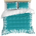 thumbnail image 1 of Aqua Coastal Coral Bedding 3 Piece Duvet Cover Set California King, White Ocean Marine Sea Nautical Beach Soft Microfiber Comforter Cover with Zipper Closure & Pillowcases, FadeResistant Quilt Cover, 1 of 9