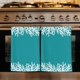 thumbnail image 1 of Aqua Coastal Coral Kitchen Towels Set of 3, White Ocean Marine Sea Nautical Beach Absorbent Dish Towels for Kitchen, Microfiber Hand Towel, Quick Drying Tea Towel for Cleaning Decorative Dishcloths, 1 of 7