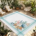 thumbnail image 1 of Aqua Coastal Outdoor Rug for Patio/Deck/Porch, Non-Slip Large Area Rug 5 x 7 Ft, Nautical Seashells Coral Leaves Stripes Indoor Outdoor Rugs Washable Area Rugs, Reversible Camping Rug Carpet Runner, 1 of 8