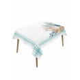 thumbnail image 1 of Aqua Coastal Rectangle Tablecloth, Nautical Seashells Coral Leaves Stripes Waterproof & StainResistant Tablecloth, Washable Oil-proof Table Cover for Dining/Party/Wedding/Camping/Buffet 52x70 In, 1 of 9