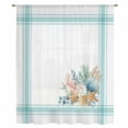 thumbnail image 1 of Aqua Coastal Sheer Curtains 63 Inches Long, Nautical Seashells Coral Leaves Stripes Light Filering Curtains, Breathable Simi Curtain Privacy Drapes for Living Room Bedroom Window Treatment, 1 of 9