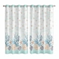 thumbnail image 1 of Aqua Coastal Shell Kitchen Curtains 63 Inch Length, Nautical Coral Starfish Seahorse Grommet Top Bedroom Living Room Curtains, Light Filtering Cafe Curtain Drapes 2 Panels Set 84''x63'', 1 of 9