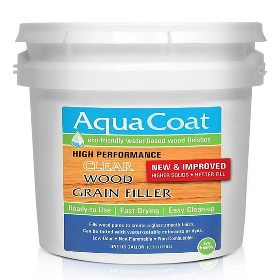 Aqua Coat NEW and IMPROVED High Performance Eco-Friendly Water-Based Clear Wood Grain Filler Gel, Easily Sandable, Stainable, Paintable, Water Cleanup, Low Odor, Low VOC, Fast Drying, 128 oz