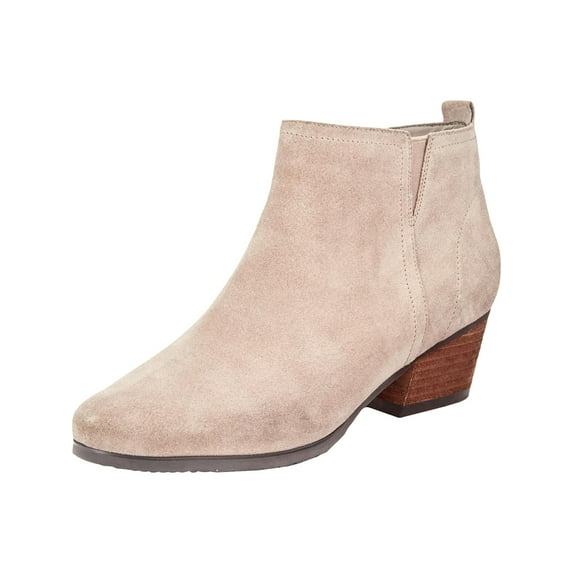 Aqua College Womens Isla Suede Block Heel Ankle Boots Taupe 9.5 Medium (B,M)