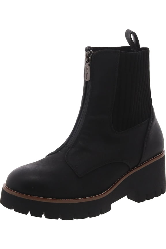 Womens Zipper Round Toe Ankle Boots