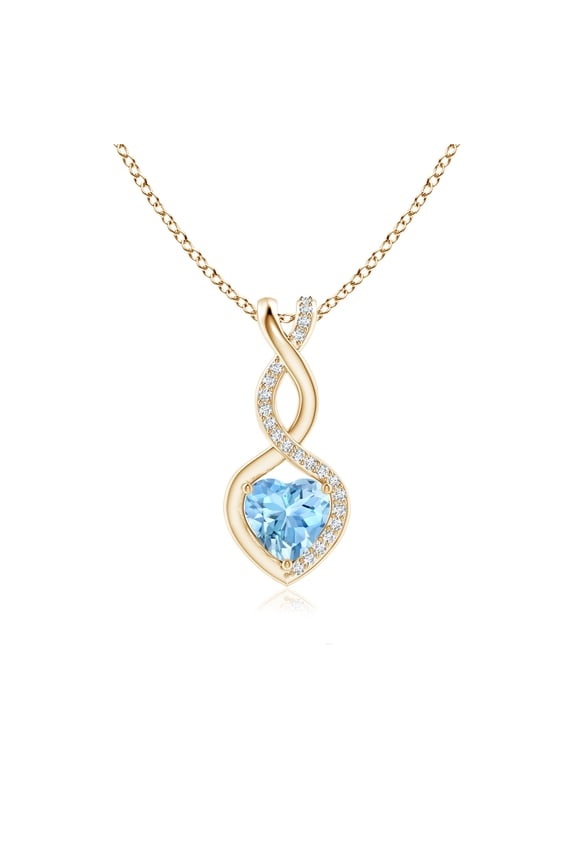 Aqua Color Infinity Heart Pendant - Gold Plated Jewelry
