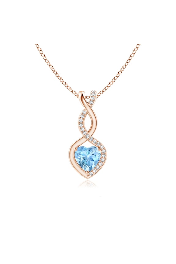Aqua Color Infinity Heart Pendant with Zircons - Rose Gold Jewelry