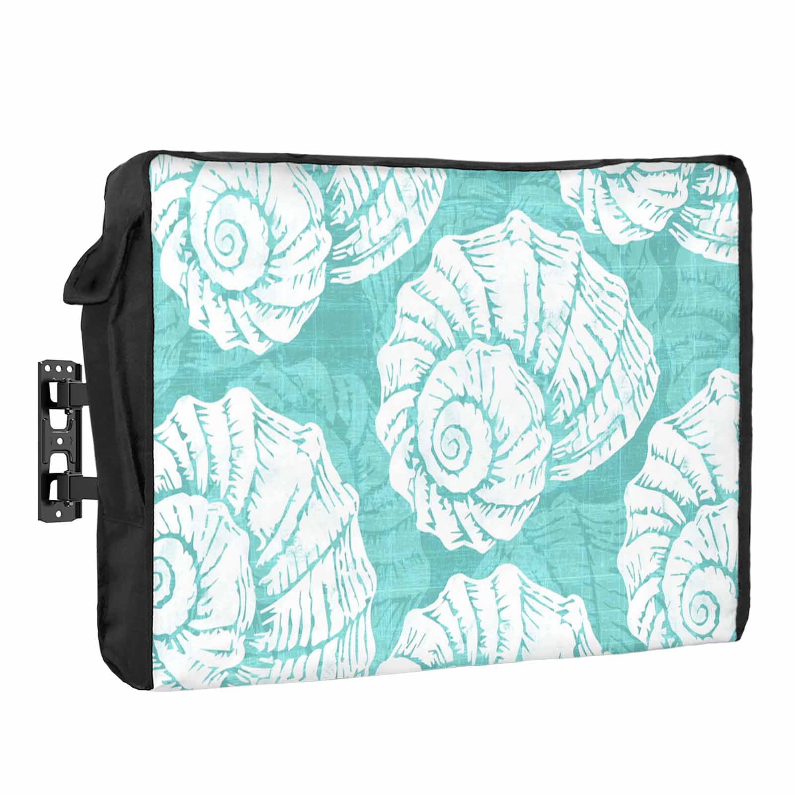 Aqua Conch Waterproof Outdoor TV Cover, Coastal Summer Ocean Beach ...