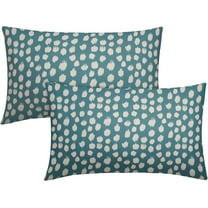 Aqua Cream Dots Lumbar Pillow Covers 12x20 Set of 2 Boho Design Polka Dot Print Throw Pillows Modern Outdoor Decorative Pillowcase Rectangle Linen Cushion Cases Decor for Sofa Couch Bed
