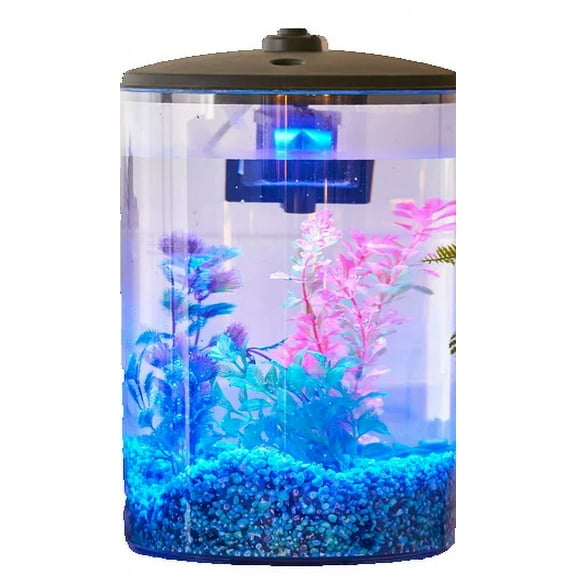 Aqua Culture 3-Gallon 360 View Aquarium Kit with LED Lighting and Filtration