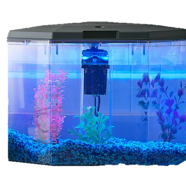 Aqua Culture 6.5Gallon SemiHex Aquarium Kit Plastic with 7 Colors LED Lighting and Power