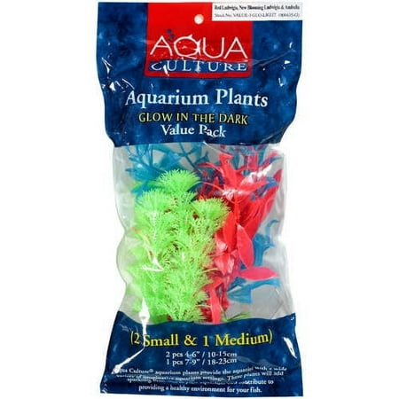 Aqua Culture Aquarium Glow in The Dark Plants, 3pk